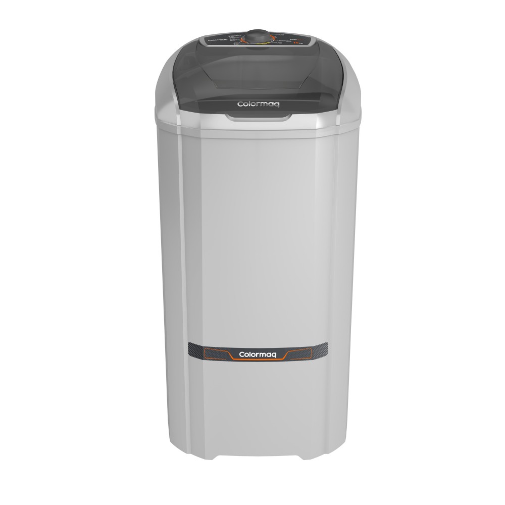 Tanquinho Colormaq LCS15 de 15 kg prata, com tampa translúcida escura e faixa preta com o logo no gabinete