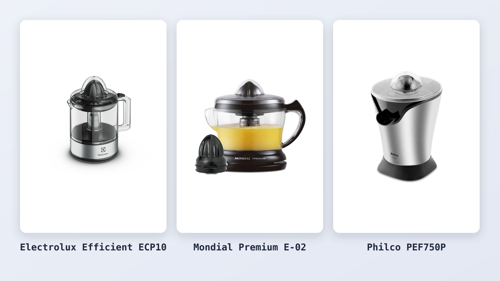 Espremedor de laranja barato: Electrolux, Mondial ou Philco?