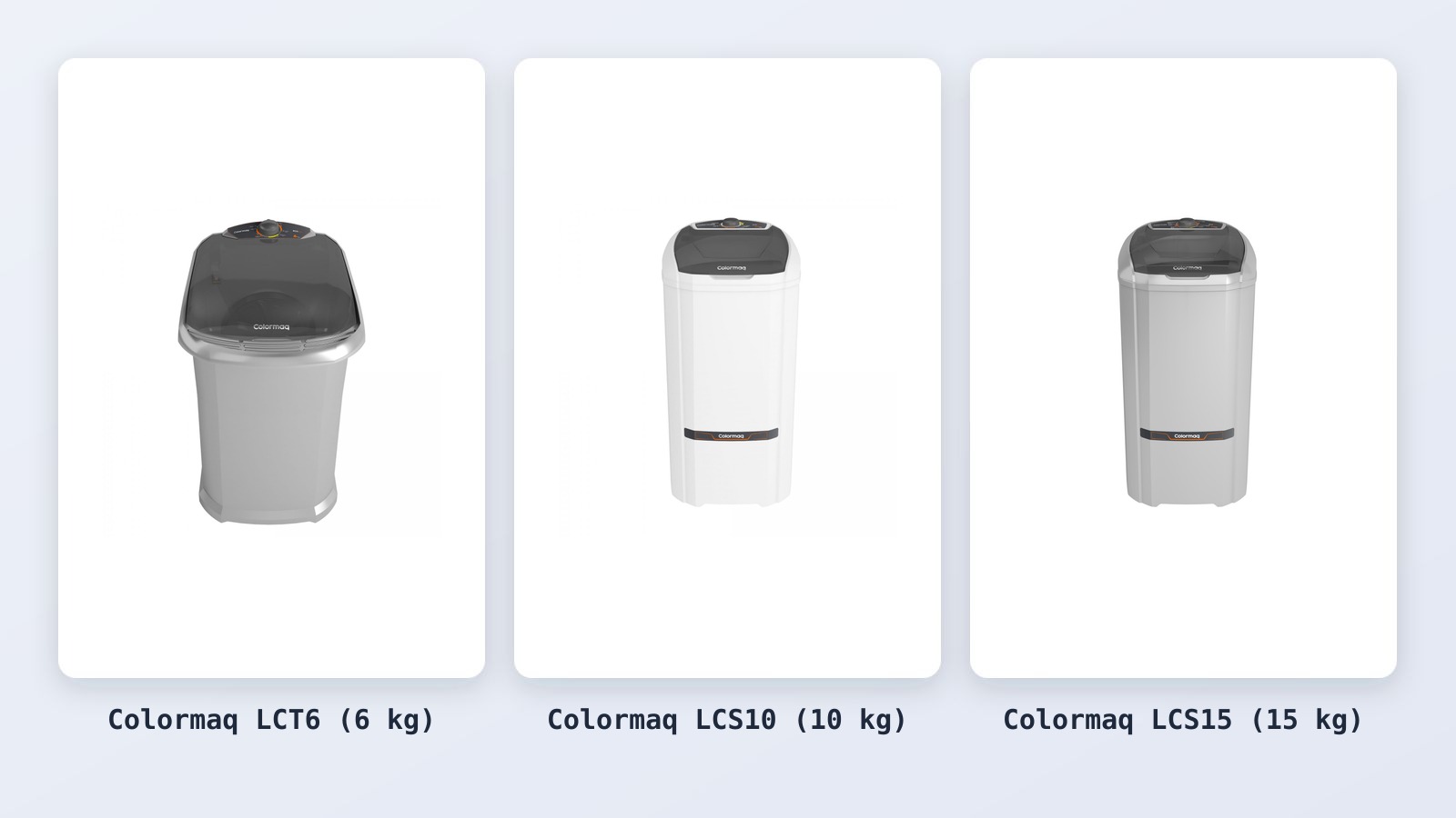 Tanquinho Colormaq: LCT6 (6 kg), LCS10 (10 kg) ou LCS15 (15 kg)?