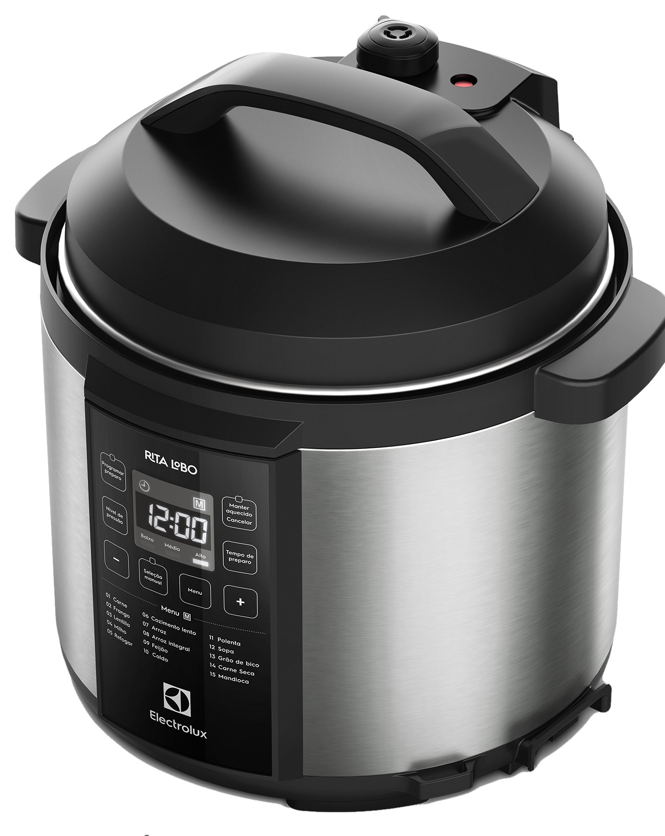 Panela de pressão elétrica Electrolux PCC20 6L preta e inox com painel digital