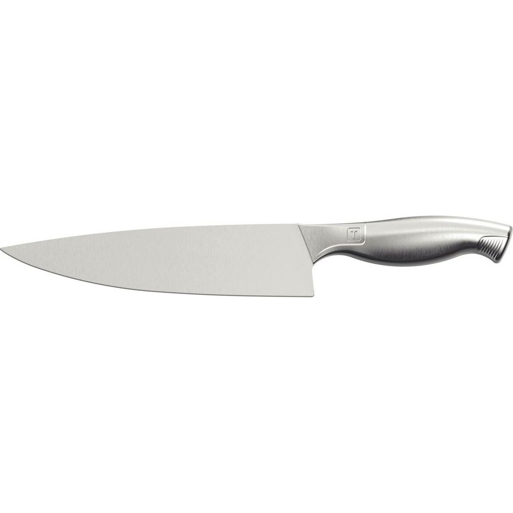 Faca chef Tramontina Sublime 8 polegadas inteira em aço inox escovado, com cabo metálico