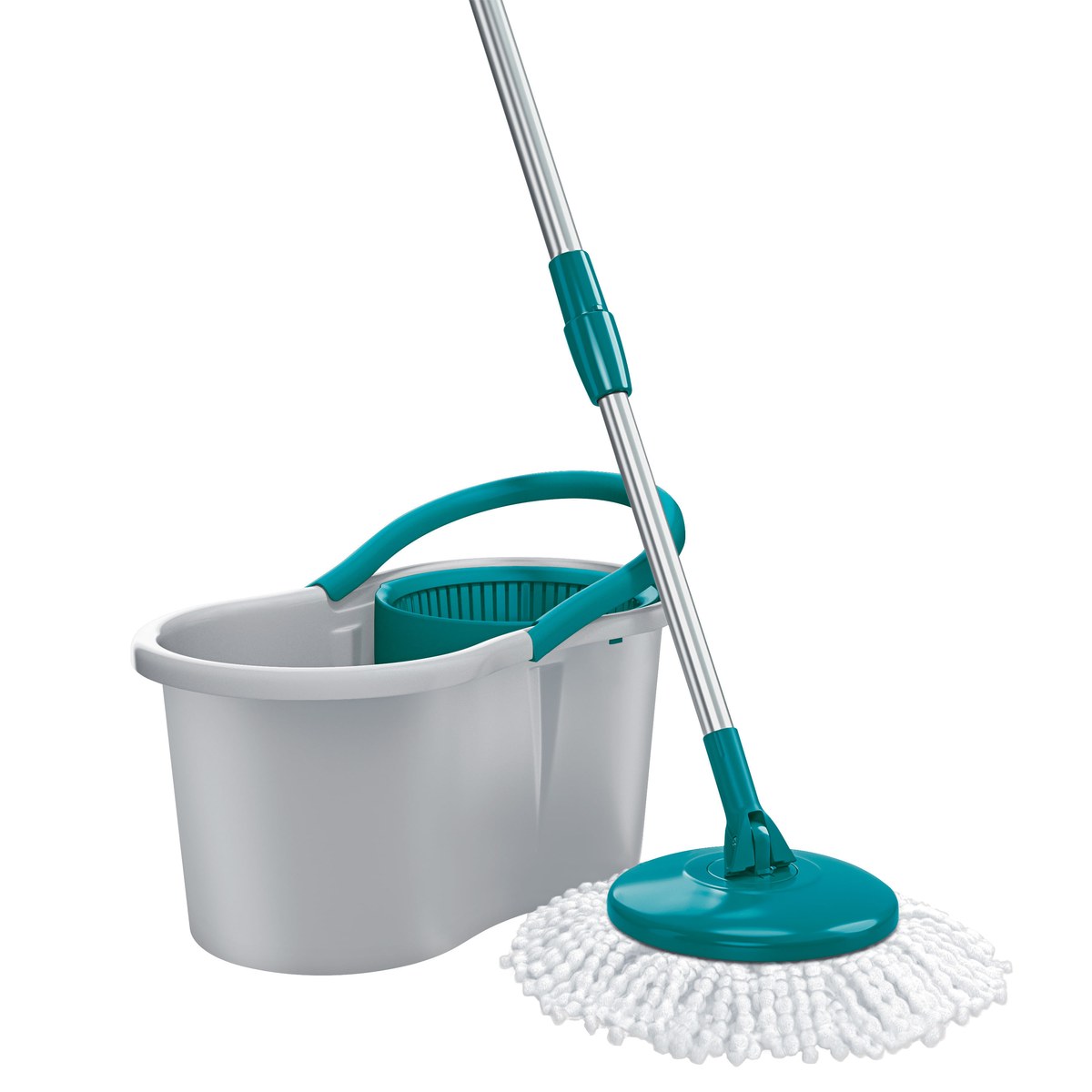 Mop giratório Flash Limp MOP5010 Fit com balde cinza, cabo telescópico e refil de microfibra