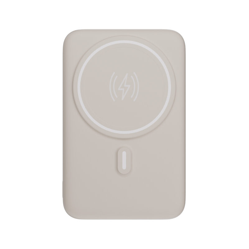 Power bank Geonav bege claro com ímã circular de indução magnética