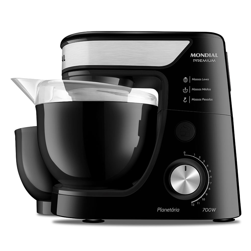 Batedeira planetária Mondial Premium BP-01P-B preta com detalhes em inox e tigela