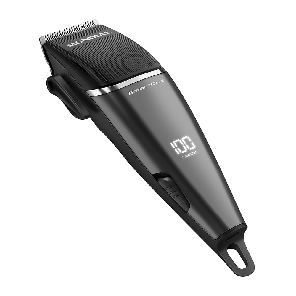 Máquina de cortar cabelo Mondial SmartCut CR-11 preta com painel digital de bateria