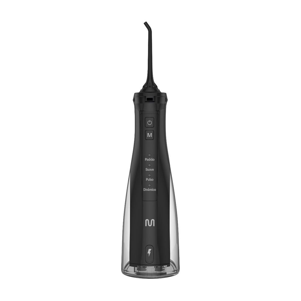 Irrigador oral Multilaser Clearpik Personal HC560 preto, com reservatório transparente na base e botões de modo na frente