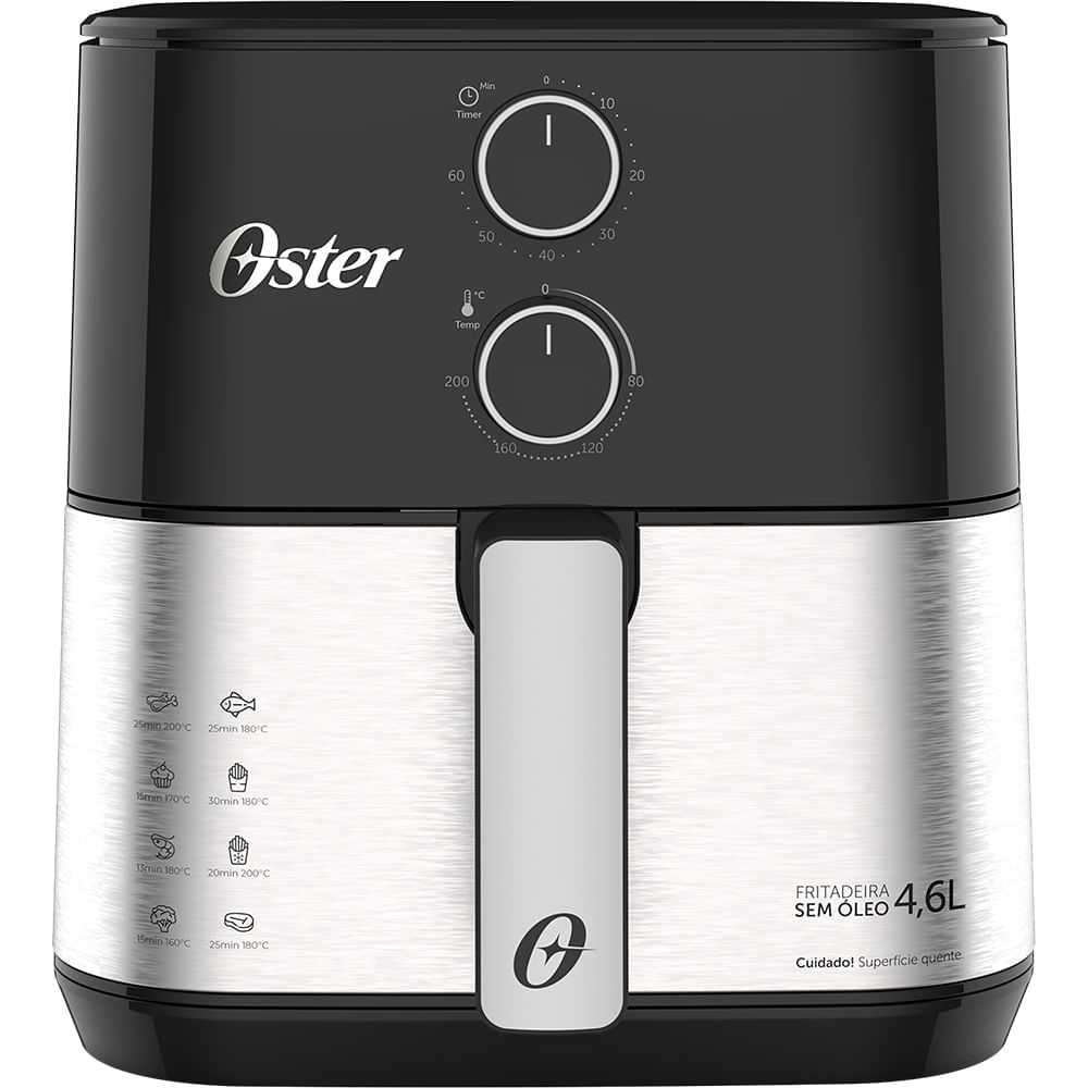 Fritadeira elétrica sem óleo Oster Compact OFRT520 preta e inox