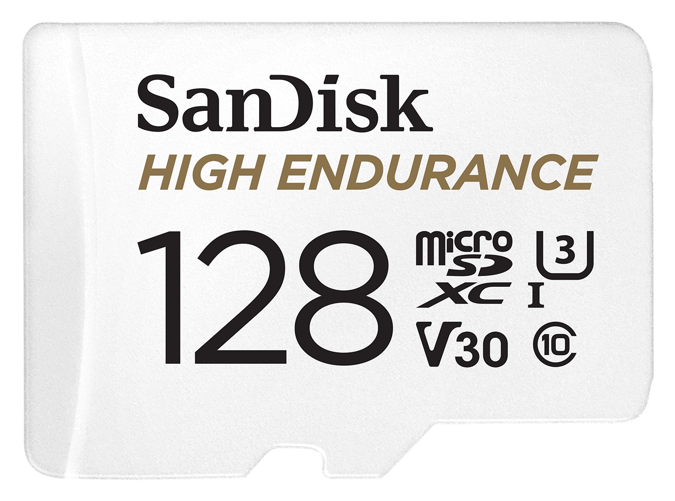 Cartão microSD SanDisk High Endurance de 128 GB branco, classes U3 e V30