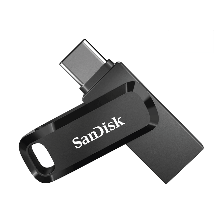 Pen drive SanDisk Ultra Dual Drive Go preto com conector USB-C e corpo giratório