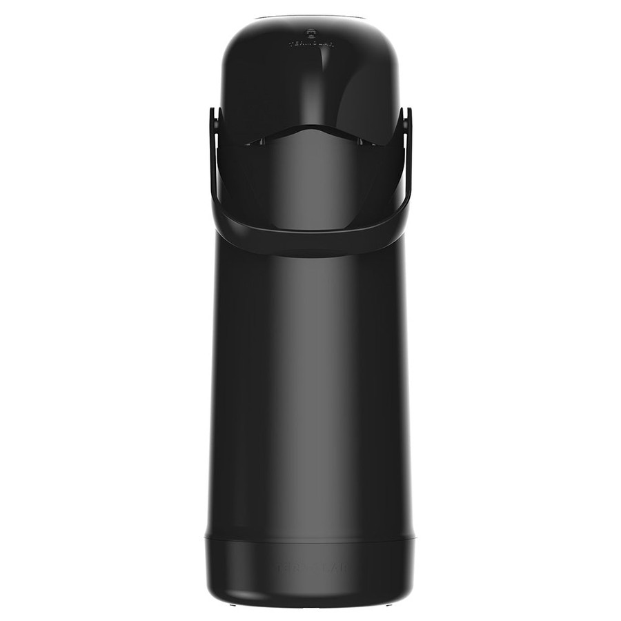 Garrafa térmica Termolar Magic Pump de 1 litro na cor preta com bomba de pressão na tampa