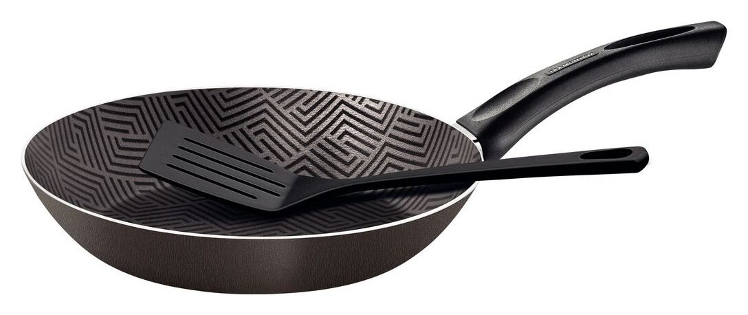 Frigideira Tramontina Paris 24 cm rasa chumbo com espátula de nylon preta dentro