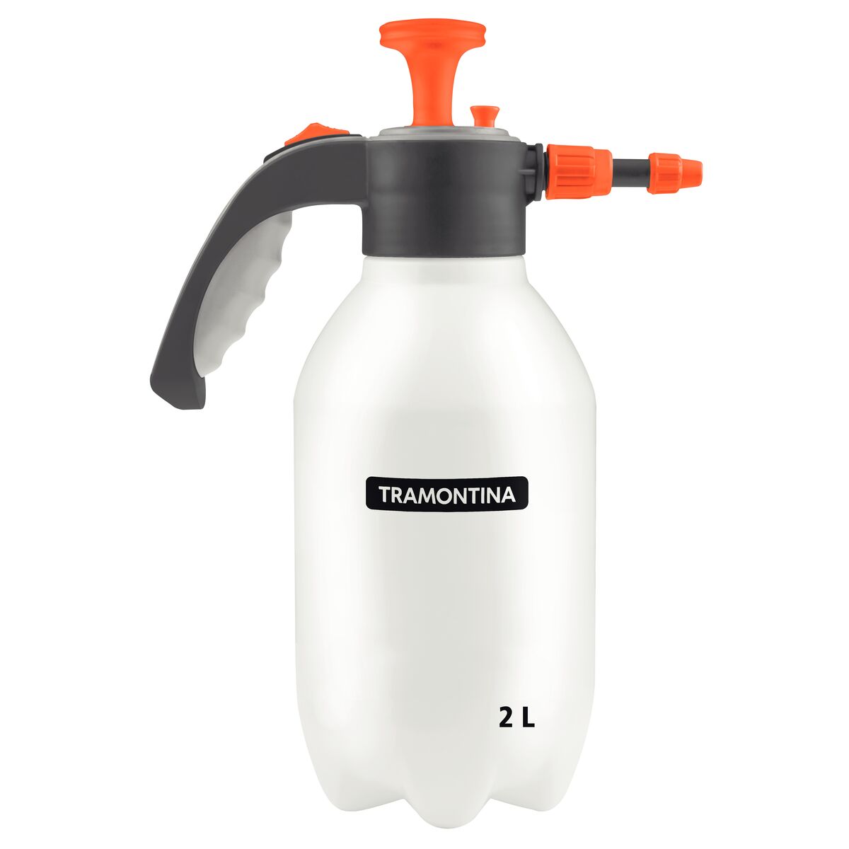 Pulverizador plástico manual Tramontina de compressão prévia 2 L com cabo cinza e bico laranja