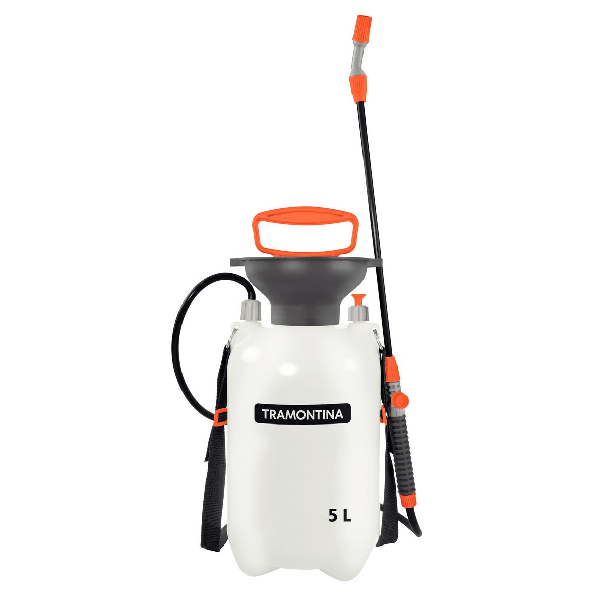 Pulverizador lateral Tramontina de compressão prévia 5 L com haste, cinto e tanque branco