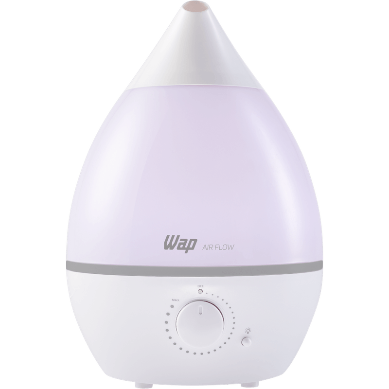 Umidificador WAP Air Flow branco com luz colorida acesa