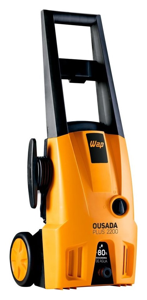 Lavadora de alta pressão WAP Ousada Plus 2200 laranja e preta, com alça alta e rodas