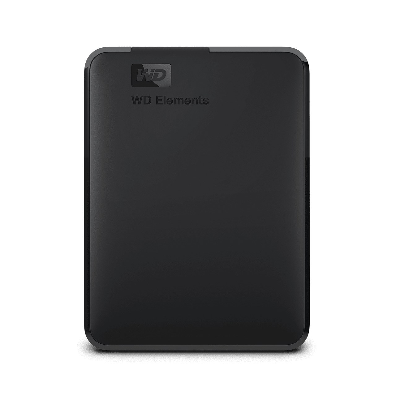 HD externo portátil WD Elements preto com o logotipo WD na parte superior