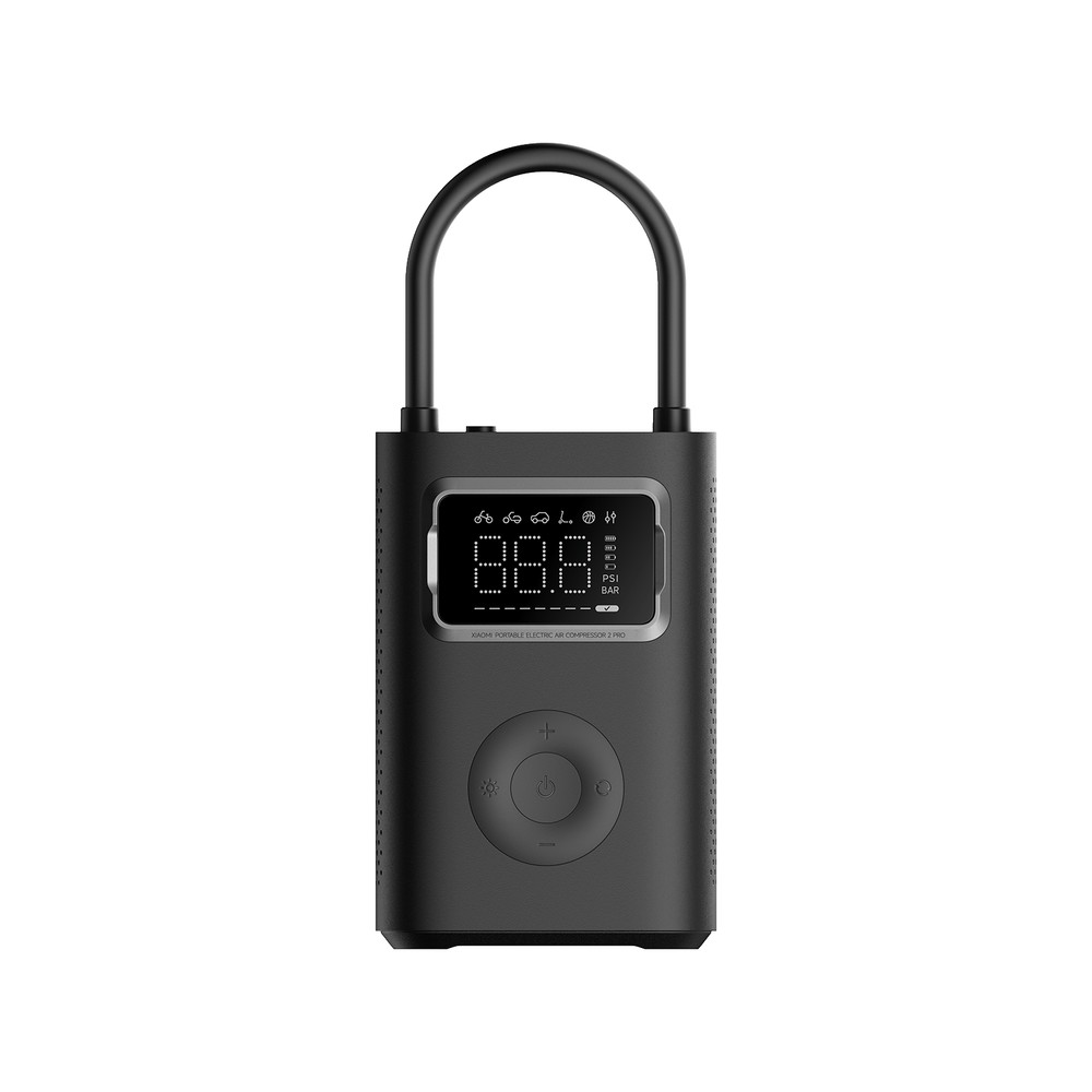 Xiaomi Compressor de Ar Portátil 2 Pro preto com display de pressão e botões de controle