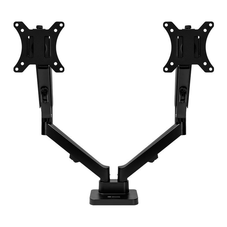 Suporte articulado duplo Zinnia Nimbo 210 preto com dois braços de pistão a gás e uma única base
